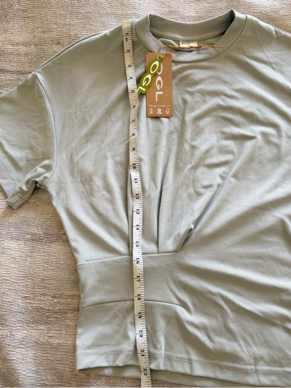 NWT! OGL Light Sage Grey Crewneck Top, Size S - Picture 5 of 8